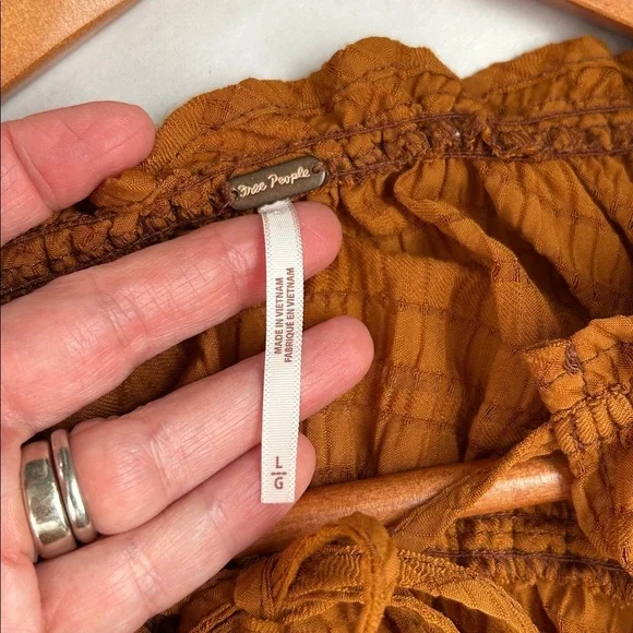 Free People Hailey Cropped Boho Ruffle Festival Blouse Top Large - Picture 5 of 14